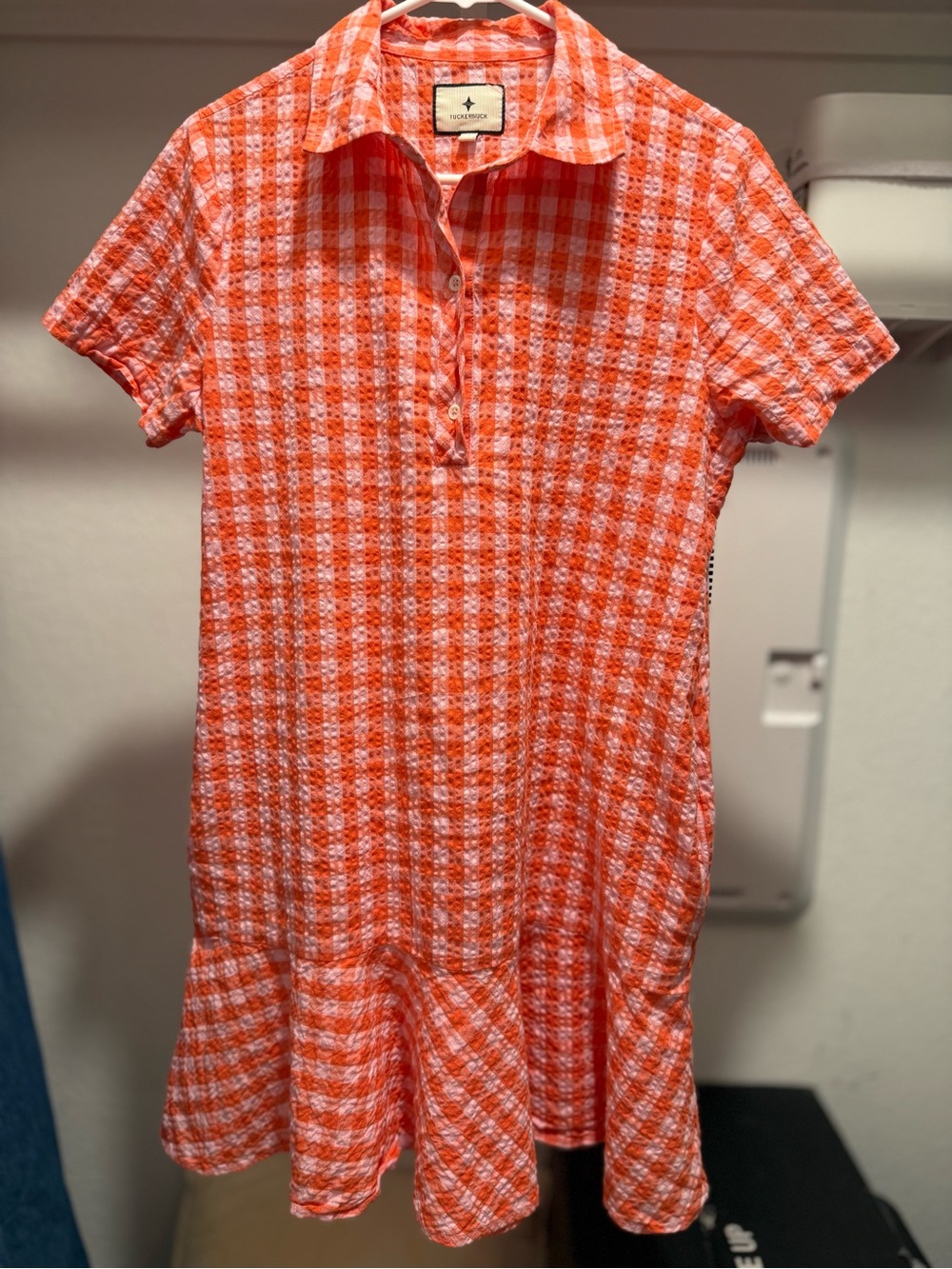 Tuckernuck Orange and White Gingham Mini Dress